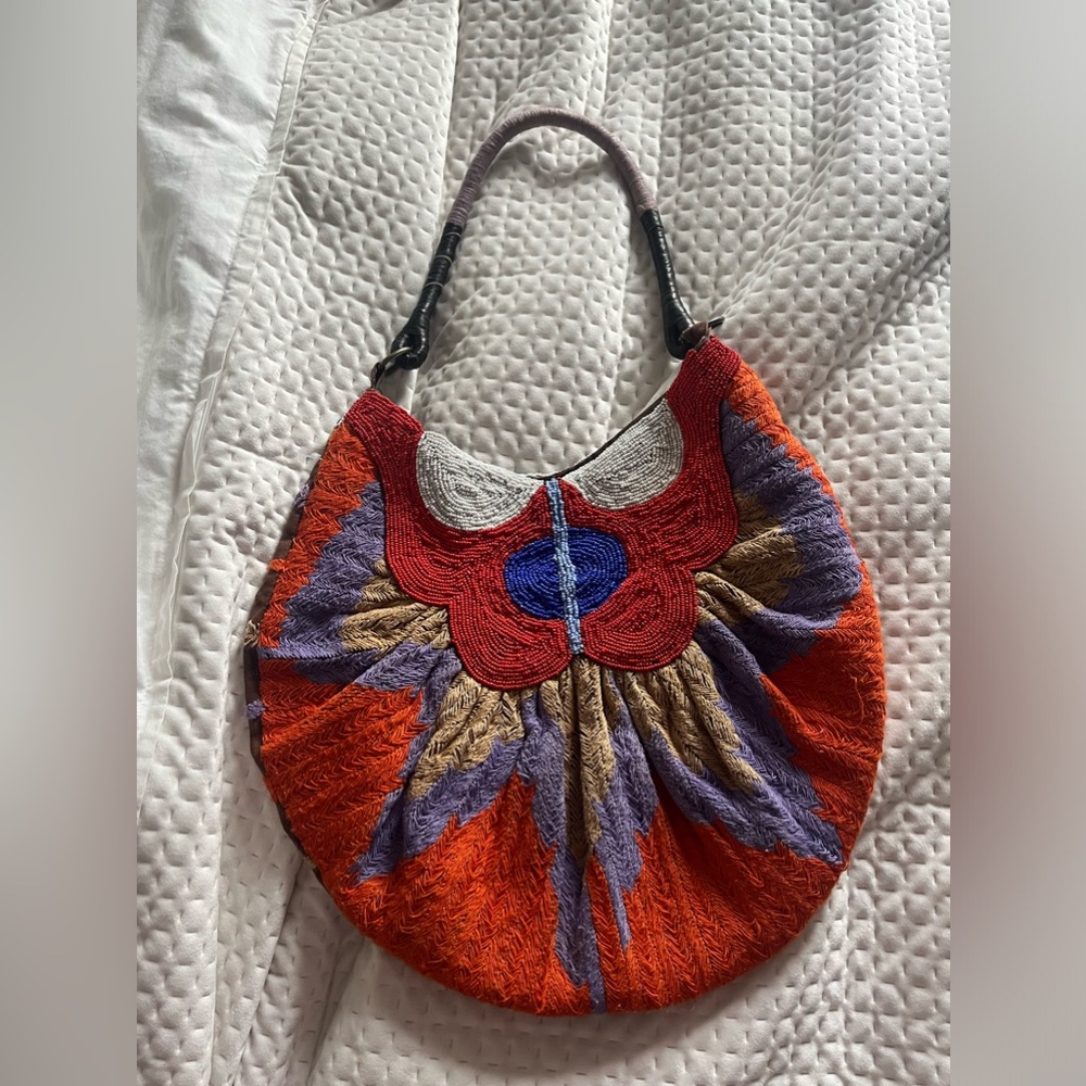Antique Batik beaded bag